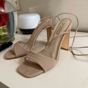 Nude wrap heels